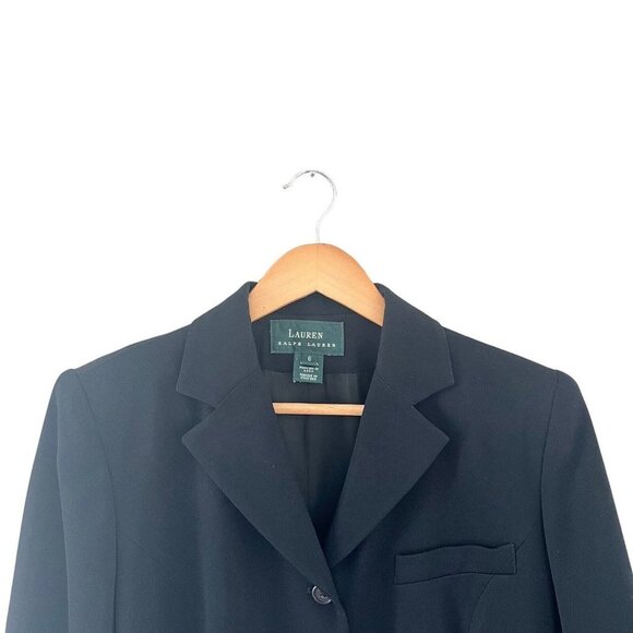 Ralph Lauren LRL Women's Black 100% Wool Blazer Size 6 Lined - Picture 3 of 15